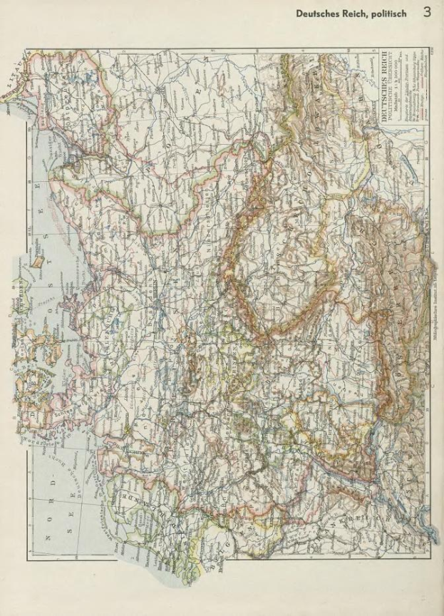 Alte 19. Jahrhundert-Karte von Deutschland, die politische Teilung zeigt, auf altem Papier gedruckt mit Text oben und unten.