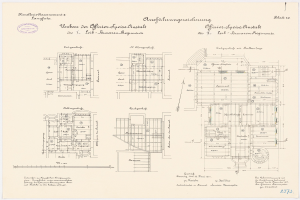 Schwarz-weißer Grundriss des ehemaligen Bundeskanzleramts, zeigt detaillierte architecturale Layout und TextAnnotation.