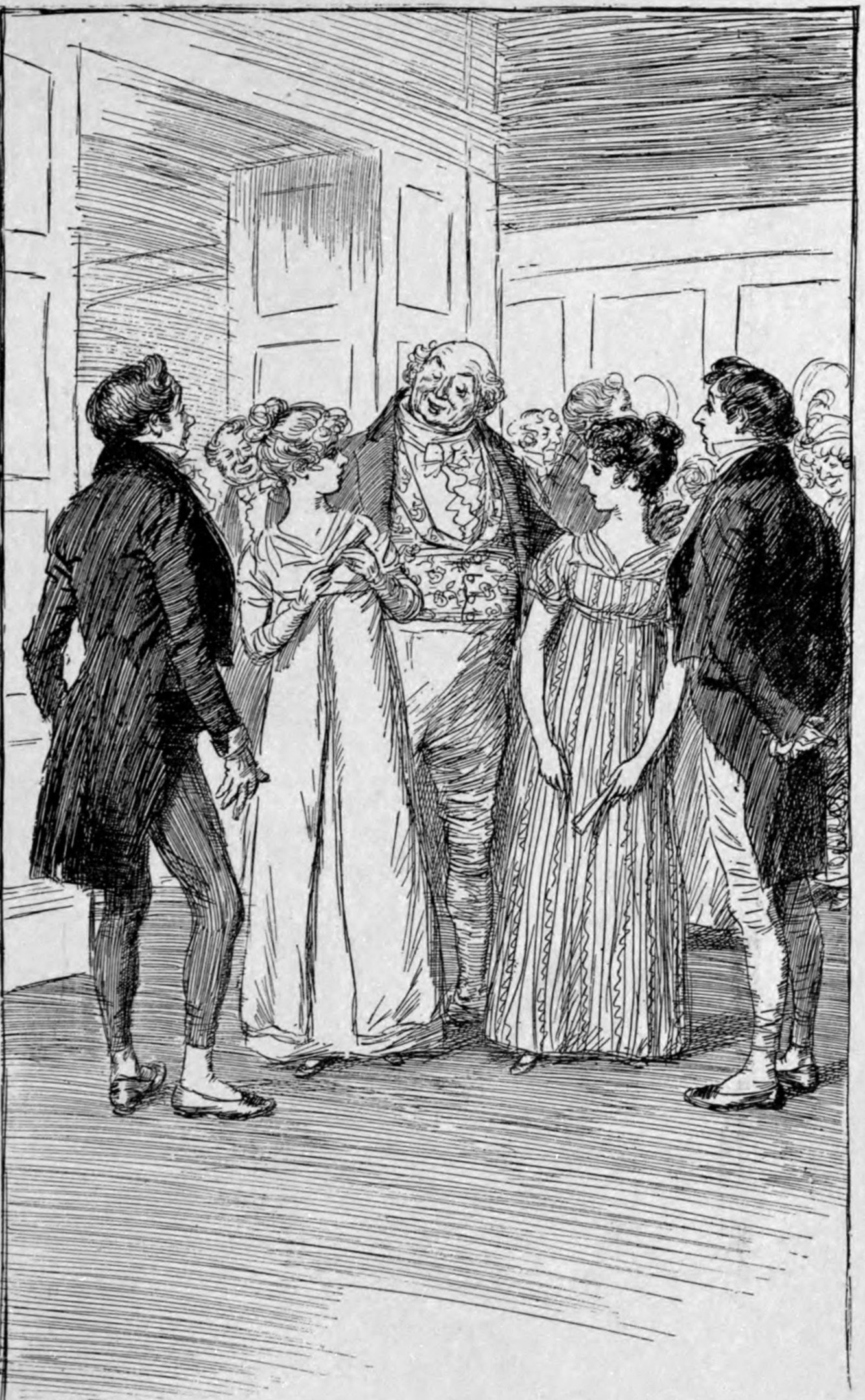 Schwarze und weiße Zeichnung eines formell gekleideten Mannes in einem langen Mantel und einer Frau in einem hochgeschlossenen Kleid mit langen Ärmeln, die vor einer Wand stehen, beschriftet mit 'Victorian Fashion.'