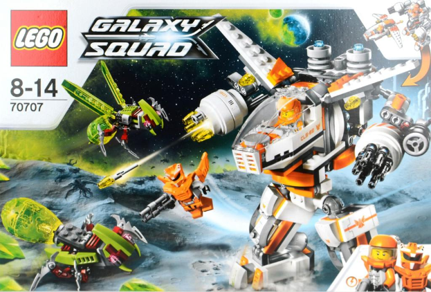 Ein Roboter wird von animierten Personen bedient, mit k├╝nstlichen V├Âgeln, Planeten, Boden und Sternen am Himmel, sowie einem Watermark und Text.