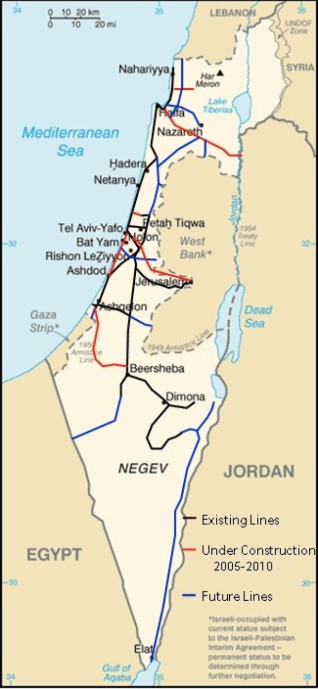 Eine detaillierte Karte von Israel und Palästina mit Text und Linien, die das Ausmaß des Konflikts anzeigen, einschließlich Städte, Flüsse und geografische Merkmale.