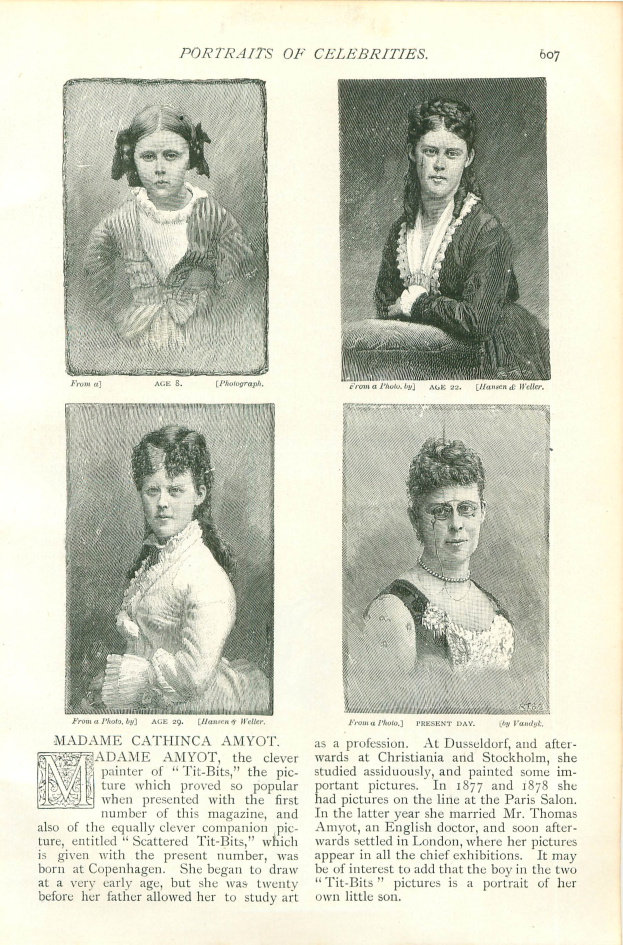 Ein aufgeschlagenes Buch mit vier detaillierten, farbenfrohen Porträts von Frauen mit einzigartigen Gesichtern und Hairstyles, begleitet von sauberer Schrift.